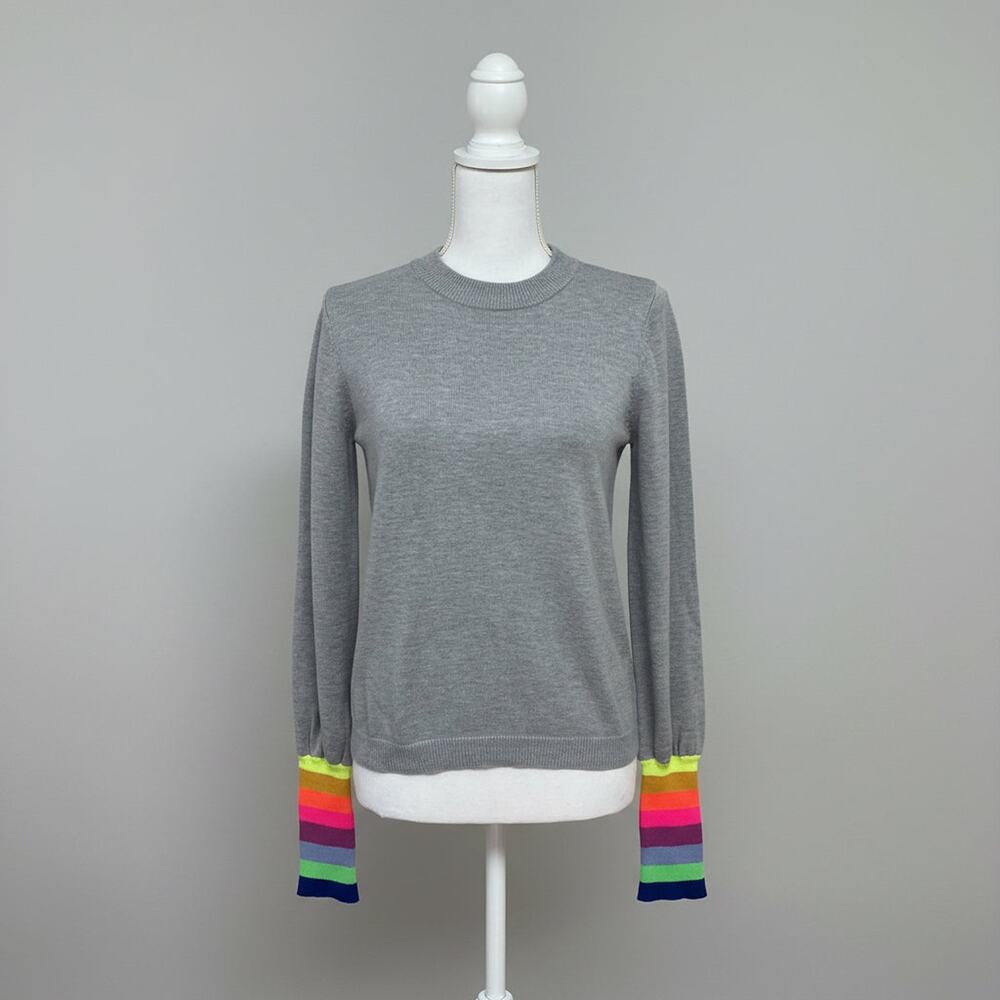 Whisper by Brodie gray sweater with neon cuffs, size XS